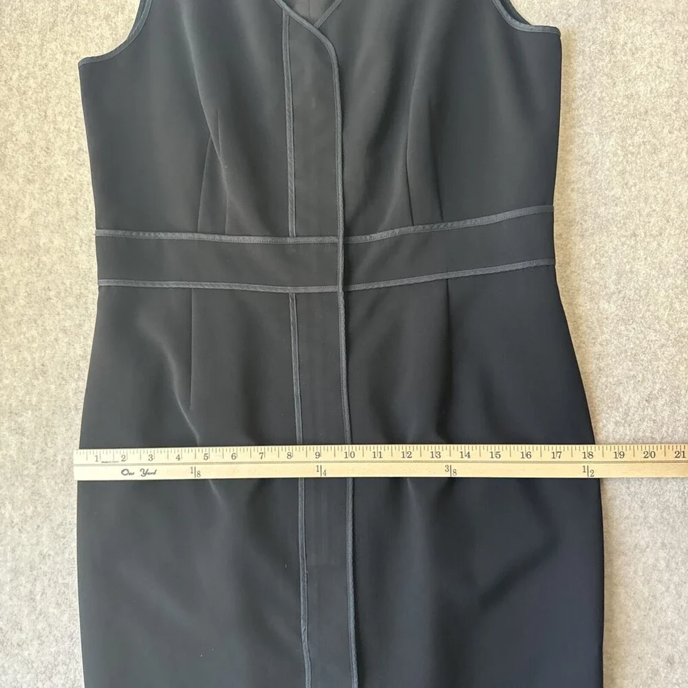 Lafayette 148 New York Sheath Dress‎ Womens 8 Black Sleeveless V Neck Stretch